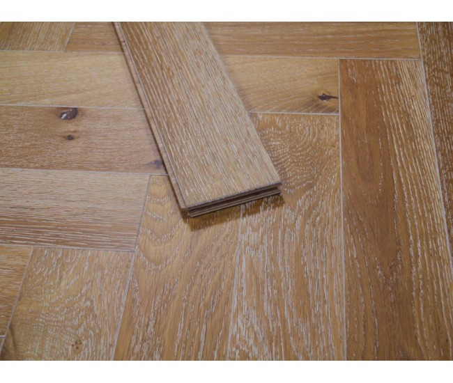 Smoked White Oak Herringbone Classic Engineered Wood Flooring 18mm x 90mm Brushed Oiled