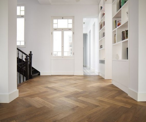 Smoked White Oak Herringbone Classic Engineered Wood Flooring 18mm x 90mm Brushed Oiled 