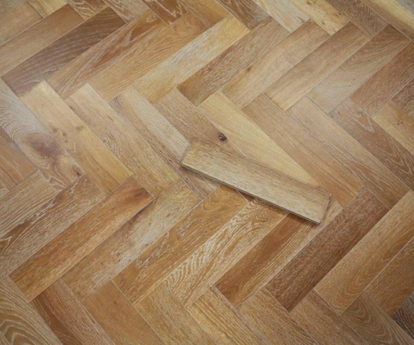 Smoked White Oak Herringbone Classic Engineered Wood Flooring 18mm x 90mm Brushed Oiled 