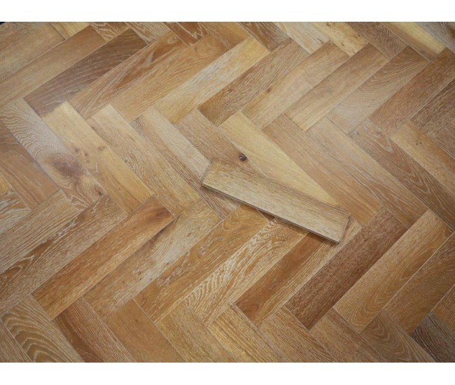 Smoked White Oak Herringbone Classic Engineered Wood Flooring 18mm x 90mm Brushed Oiled