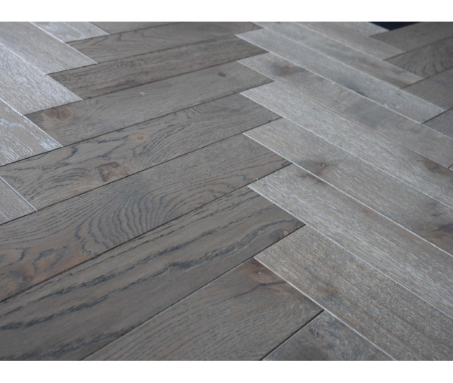 Soft Grey Oak Herringbone Classic Engineered Wood Flooring 18mm x 125mm Hard Wax Oiled