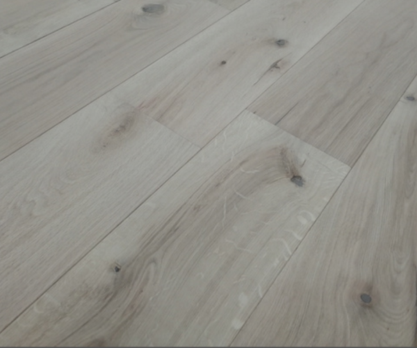 Creamy White Rustic Oak Engineered Wood Flooring 14mm x 190mm Unfinished