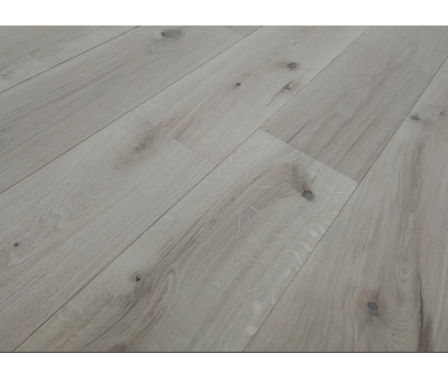 Creamy White Rustic Oak Engineered Wood Flooring 14mm x 190mm Unfinished