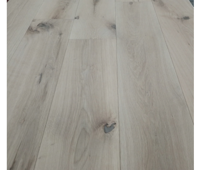 Creamy White Rustic Oak Engineered Wood Flooring 14mm x 190mm Unfinished