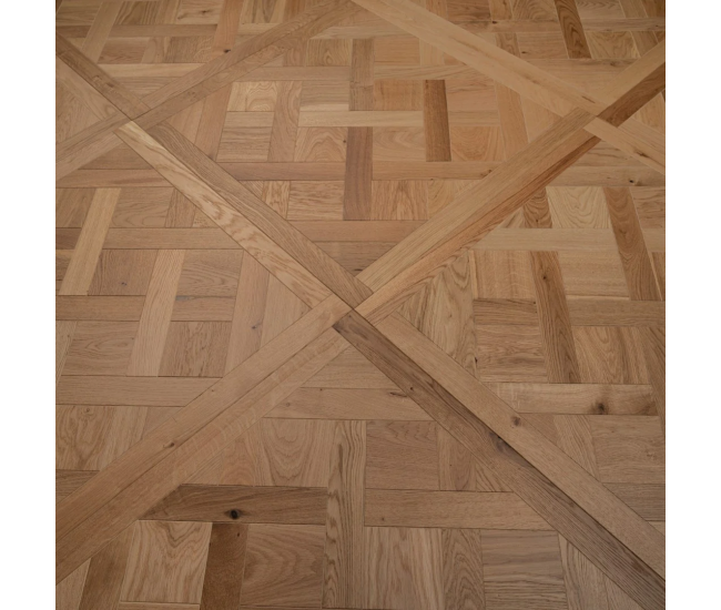 Brushed  Natural Oiled Engineered Wood Versailles Panel 15mm x 600mm x 600mm